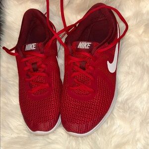 Nike Red Kids' Mesh Sneakers with White Swoosh